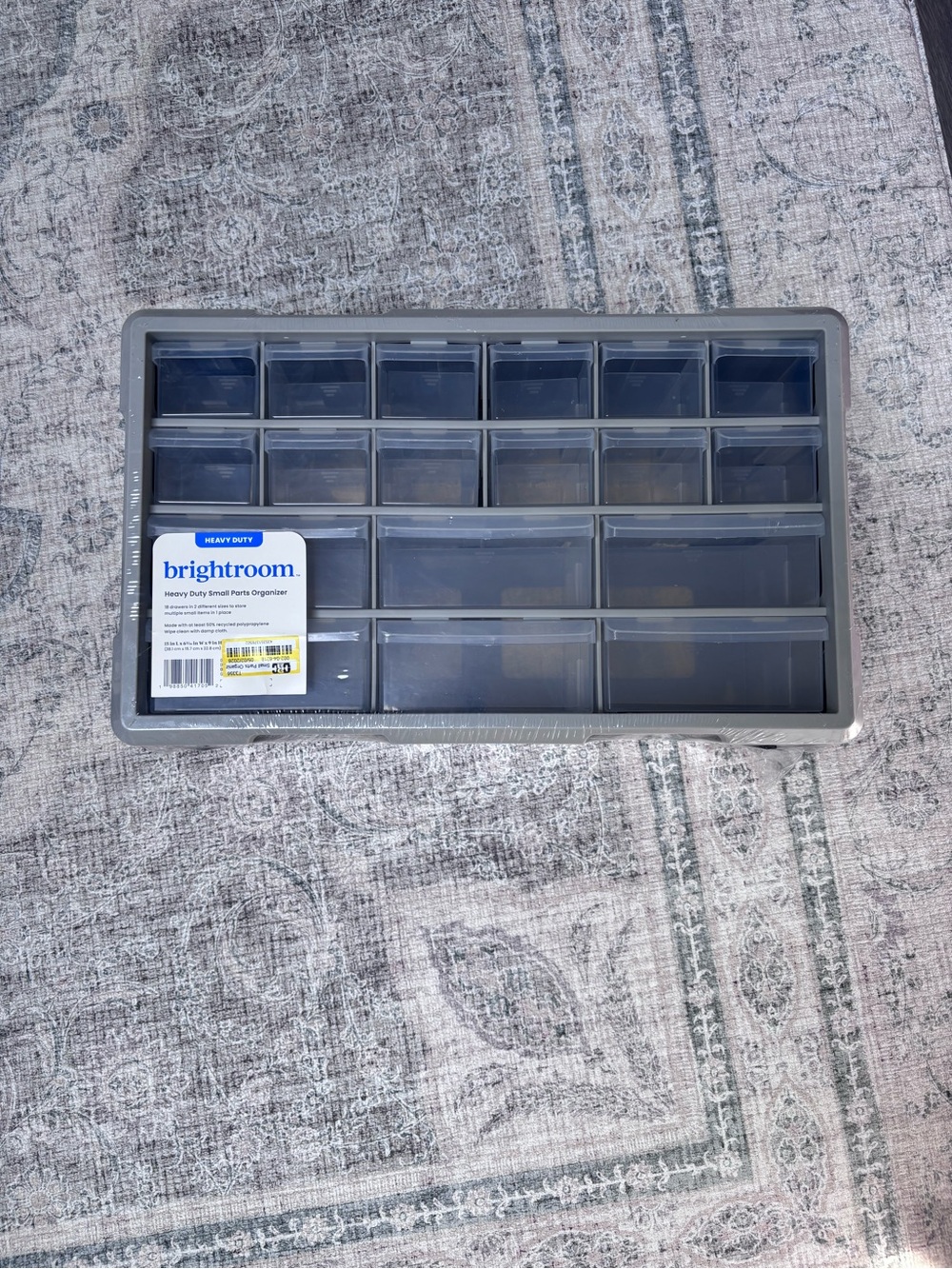 Brightroom Heavy Duty Small Parts Organizer with Clear Lids, 18 Compartments